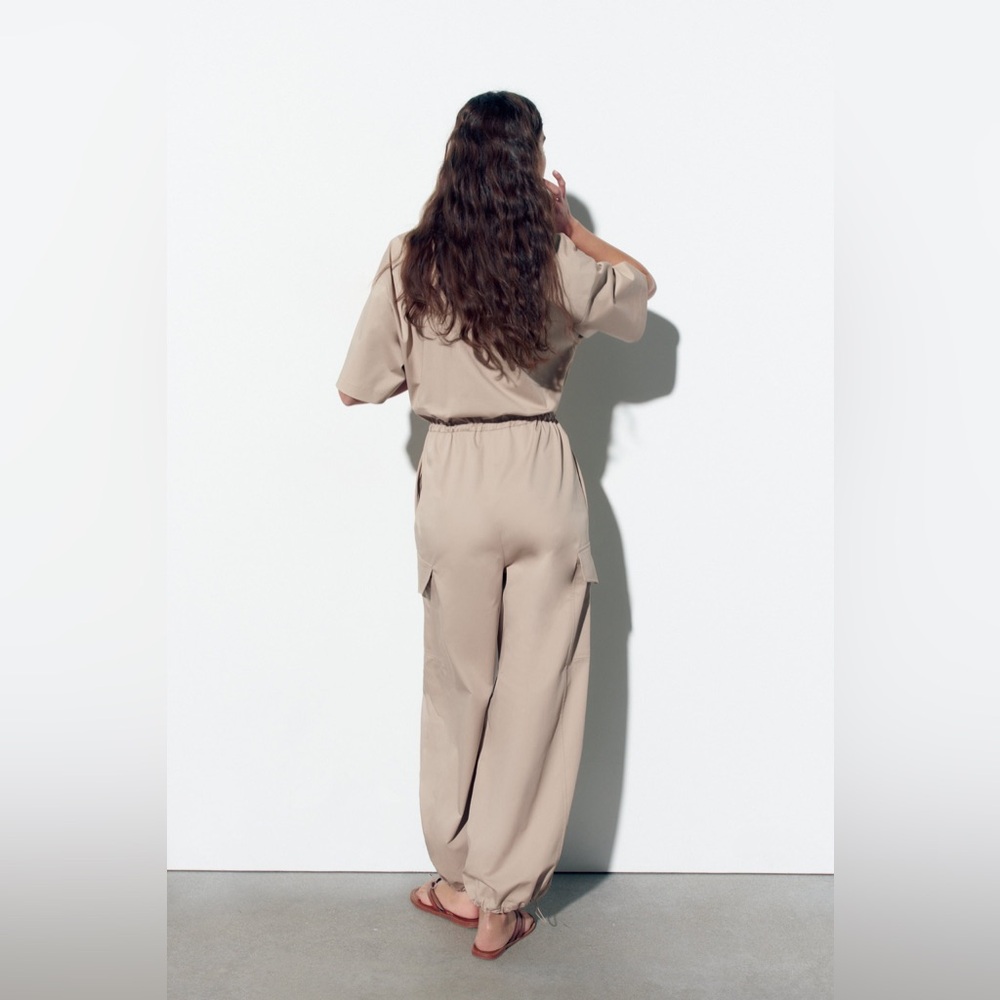NWT! Zara Full Length Gabardine Jumpsuit - Picture 5 of 11